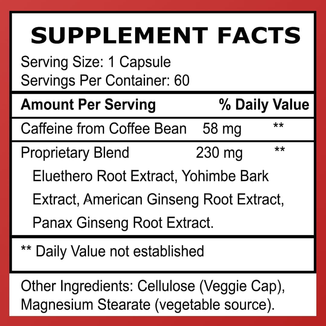 Maximum Strength Herbal Nitro Extreme Energy Pills - All-Natural Supplements for Fatigue, Focus, Motivation - Long-Lasting Energy, No Crash, Jitters, Sugar - 60 Ct
