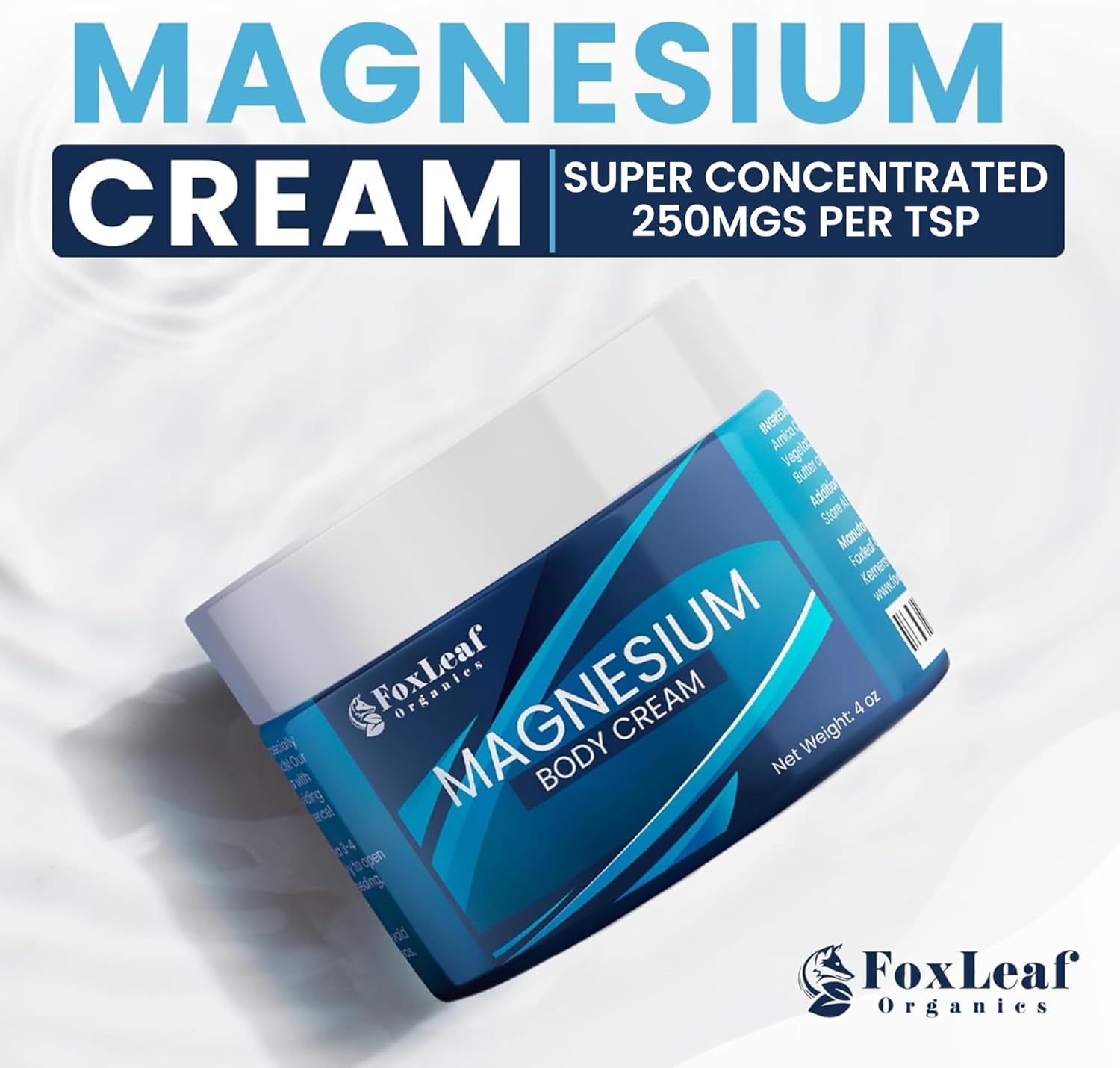 Maximum Strength Magnesium Cream with Arnica & Lavender Essential Oil for Sleep, Leg Cramps, Joint Support, & Muscle Soreness - 4oz USA Made