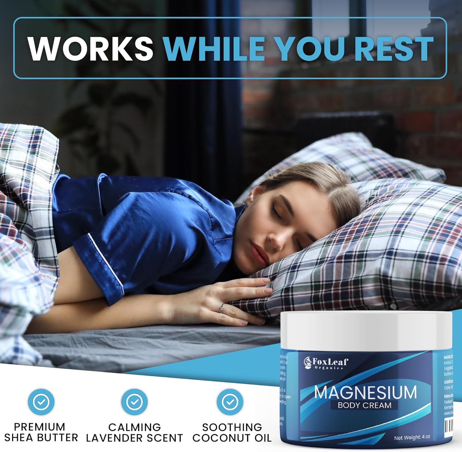 Maximum Strength Magnesium Cream with Arnica & Lavender Essential Oil for Sleep, Leg Cramps, Joint Support, & Muscle Soreness - 4oz USA Made