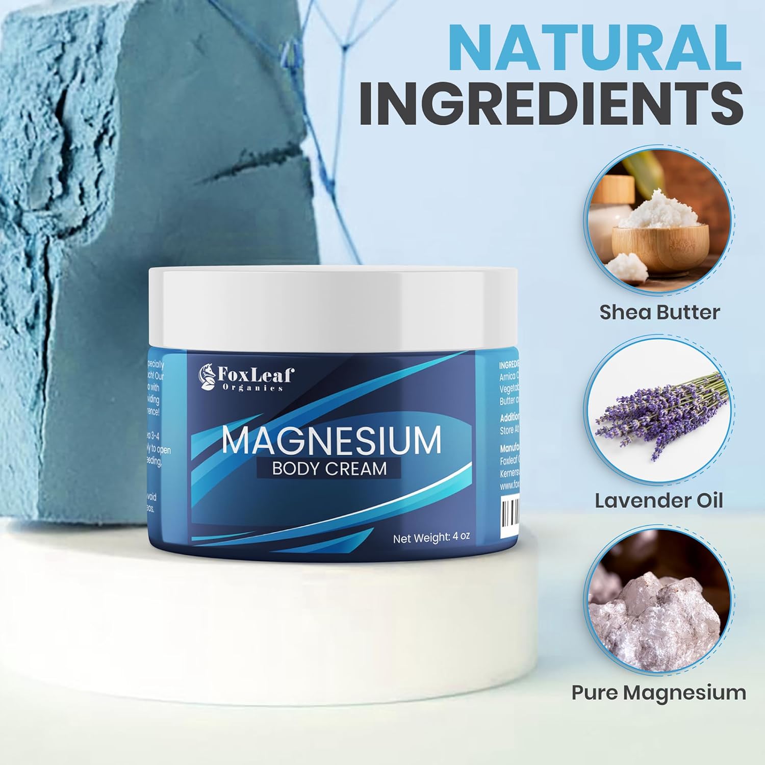 Maximum Strength Magnesium Cream with Arnica & Lavender Essential Oil for Sleep, Leg Cramps, Joint Support, & Muscle Soreness - 4oz USA Made