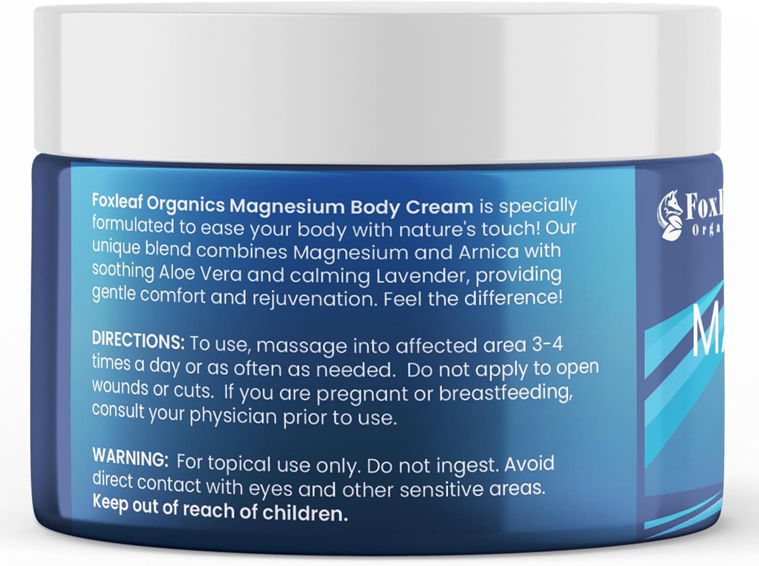 Maximum Strength Magnesium Cream with Arnica & Lavender Essential Oil for Sleep, Leg Cramps, Joint Support, & Muscle Soreness - 4oz USA Made