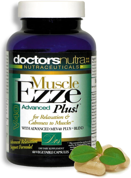 Maximum Strength Muscle Ezze Plus Advanced Day & Night Capsules - Natural Relaxant with Valerian, Passion Flower, Magnesium - 60 Count Supplement