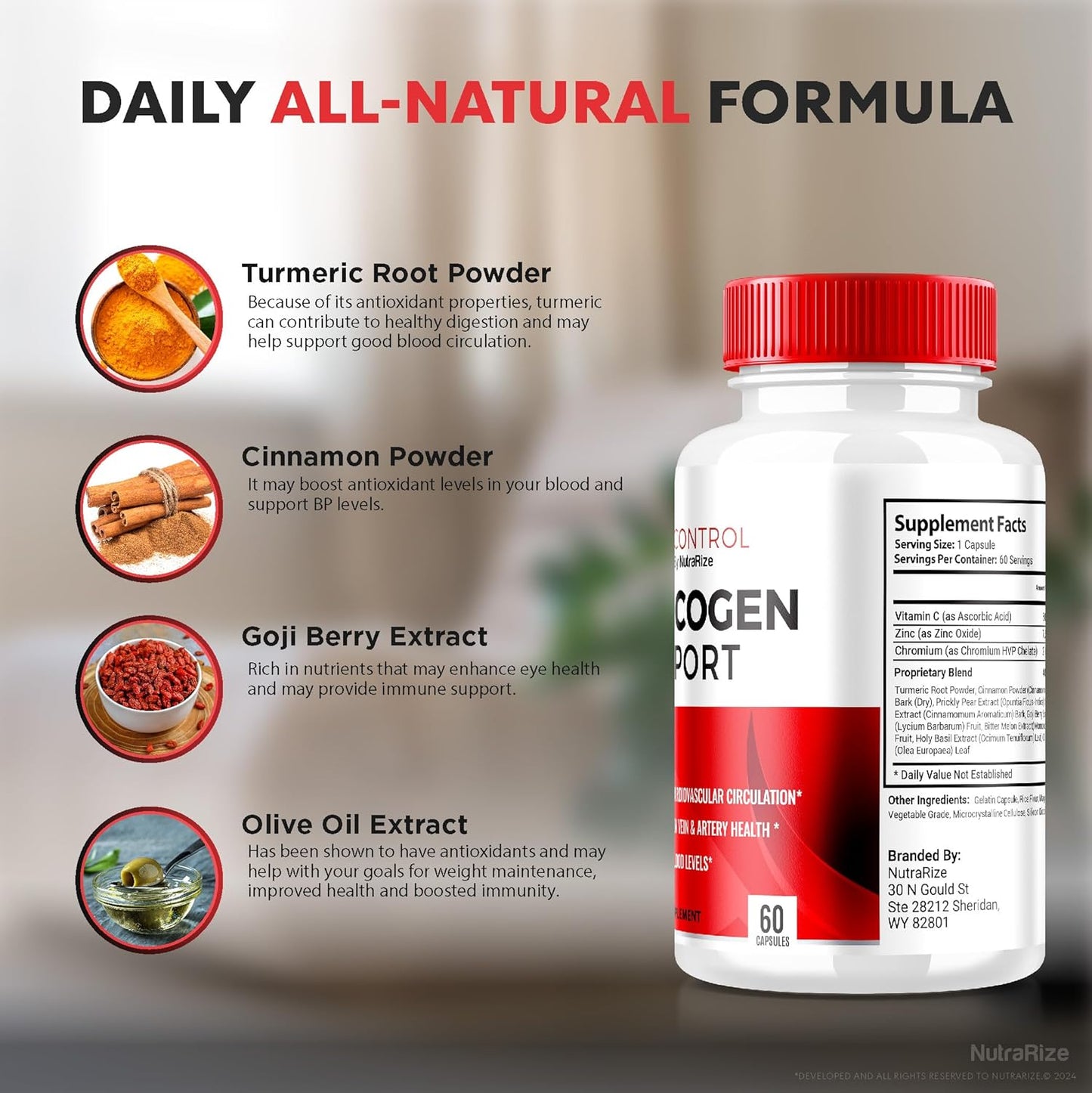 Maximum Strength NutraRize CluControl Capsules for Healthy Glycogen Support - All-Natural Blood Formula with Official Reviews (60 Capsules)