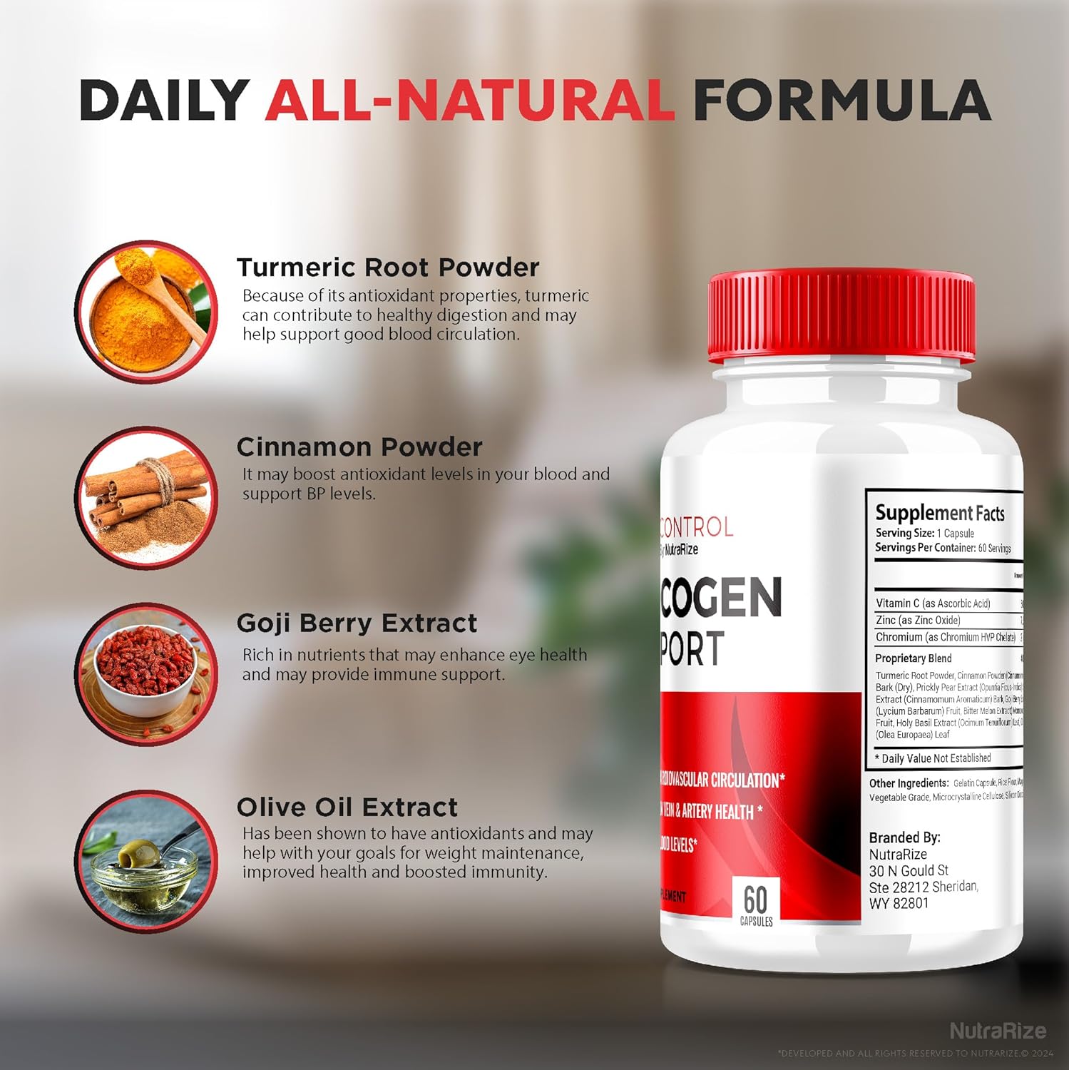 Maximum Strength NutraRize CluControl Capsules for Healthy Glycogen Support - All-Natural Blood Formula with Official Reviews (60 Capsules)