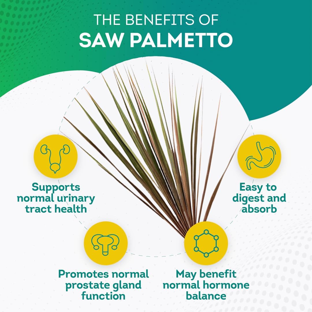 Maximum Strength Saw Palmetto 500mg Capsules for Men & Women - Prostate & Hair Health Support - 3 Month Supply - 100 Tablets