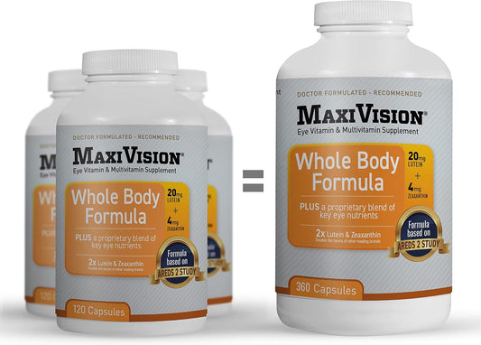 MaxiVision® AREDS 2 Eye Vitamins with Lutein and Zeaxanthin for Macular Support - 360 Capsules for Eye Strain Relief