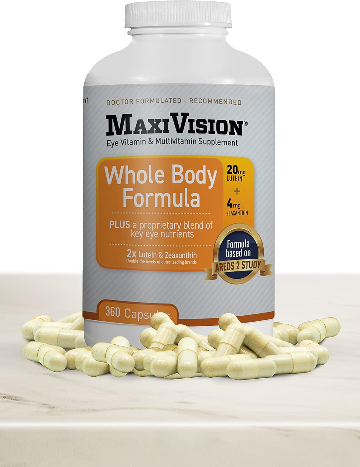 MaxiVision® AREDS 2 Eye Vitamins with Lutein and Zeaxanthin for Macular Support - 360 Capsules for Eye Strain Relief