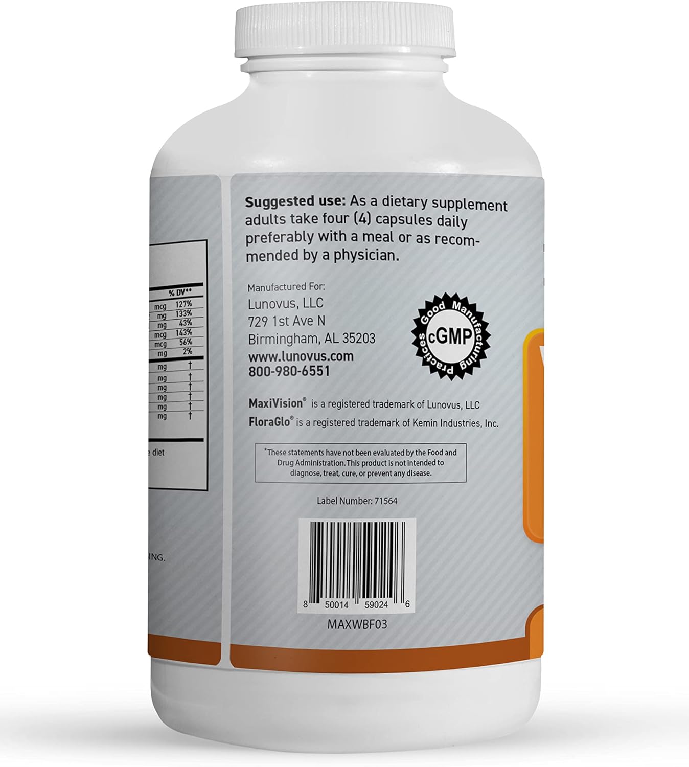 MaxiVision® AREDS 2 Eye Vitamins with Lutein and Zeaxanthin for Macular Support - 360 Capsules for Eye Strain Relief