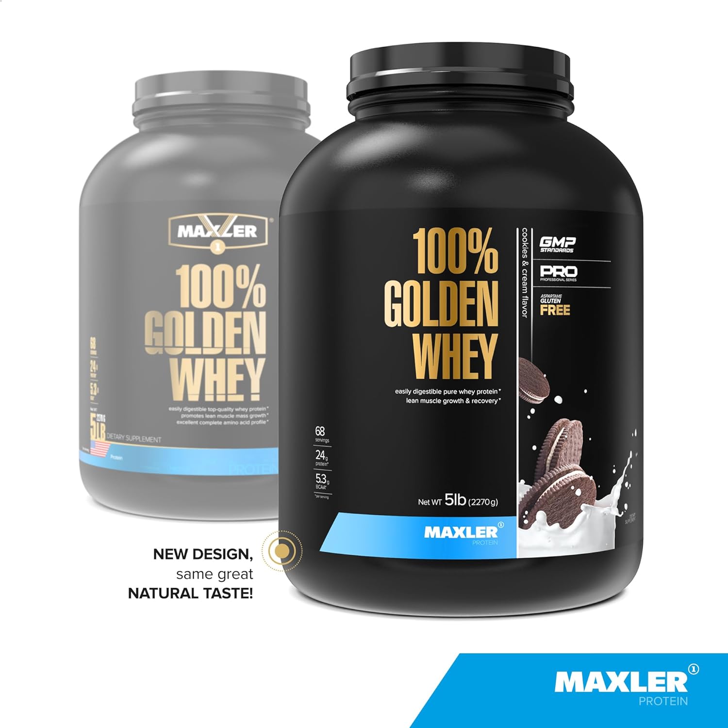 Maxler Golden Whey Protein Powder - 24g per Serving - Pre, Post & Intra Workout - Fast-Absorbing Blend - Cookies & Cream 5 lbs