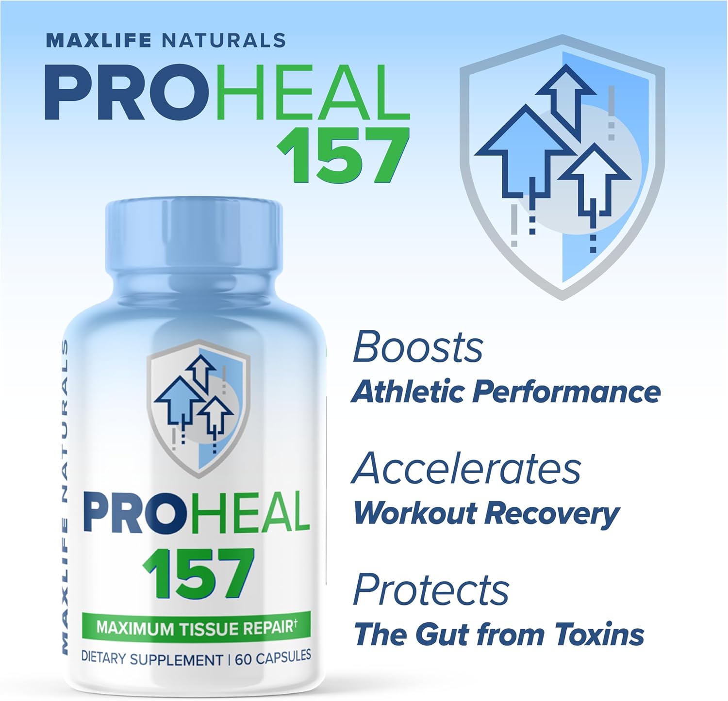 MAXLIFE NATURALS Pro Heal 157 - Peptide Compound 1000mcg Body Protection Complex - 123% More Effective Than BPC 157 - Muscle Repair & Gut Health Support - 60 Capsules