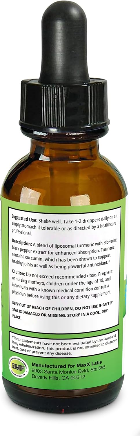 MaxX Labs Bladder Control Supplements for Women & Men + Turmeric Liquid with Black Pepper Extract - 60Ct + 2Oz