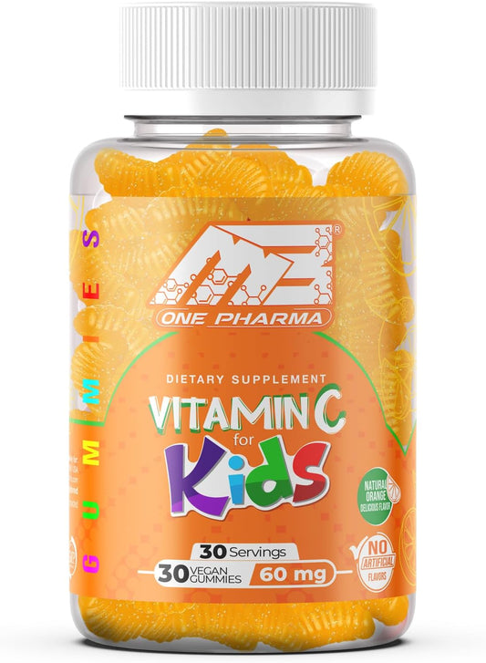 MB One Pharma Kids Vitamin C Gummies - Immune Support - Natural Orange Flavor - 30 Day Supply - Vegetarian, Non-GMO, Gluten Free