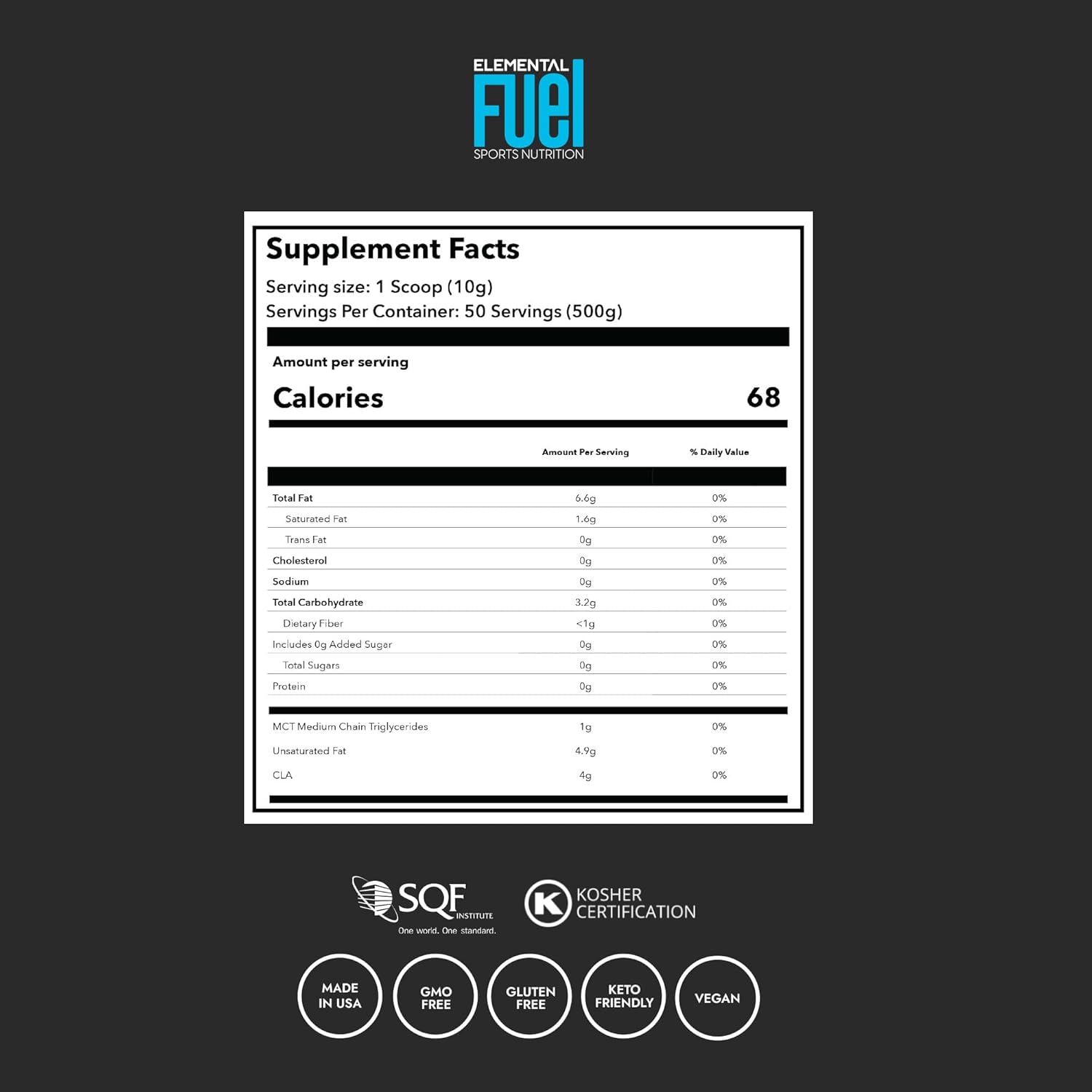 MCT Oil & CLA Blend Nutrition for Weight Management and Lean Muscle - Non-GMO, Gluten-Free, 50 Servings