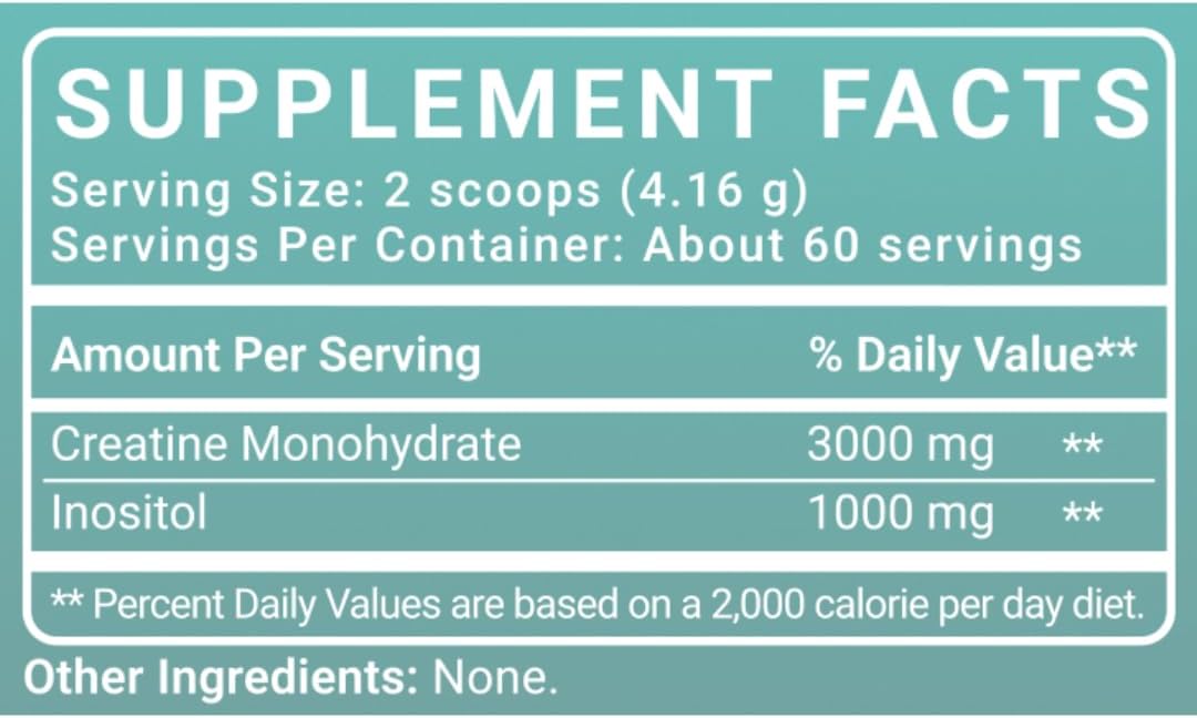 MD Logic Health Creatine + Inositol Supplement for Optimal Performance & Cognitive Function, Unflavored - New York Made