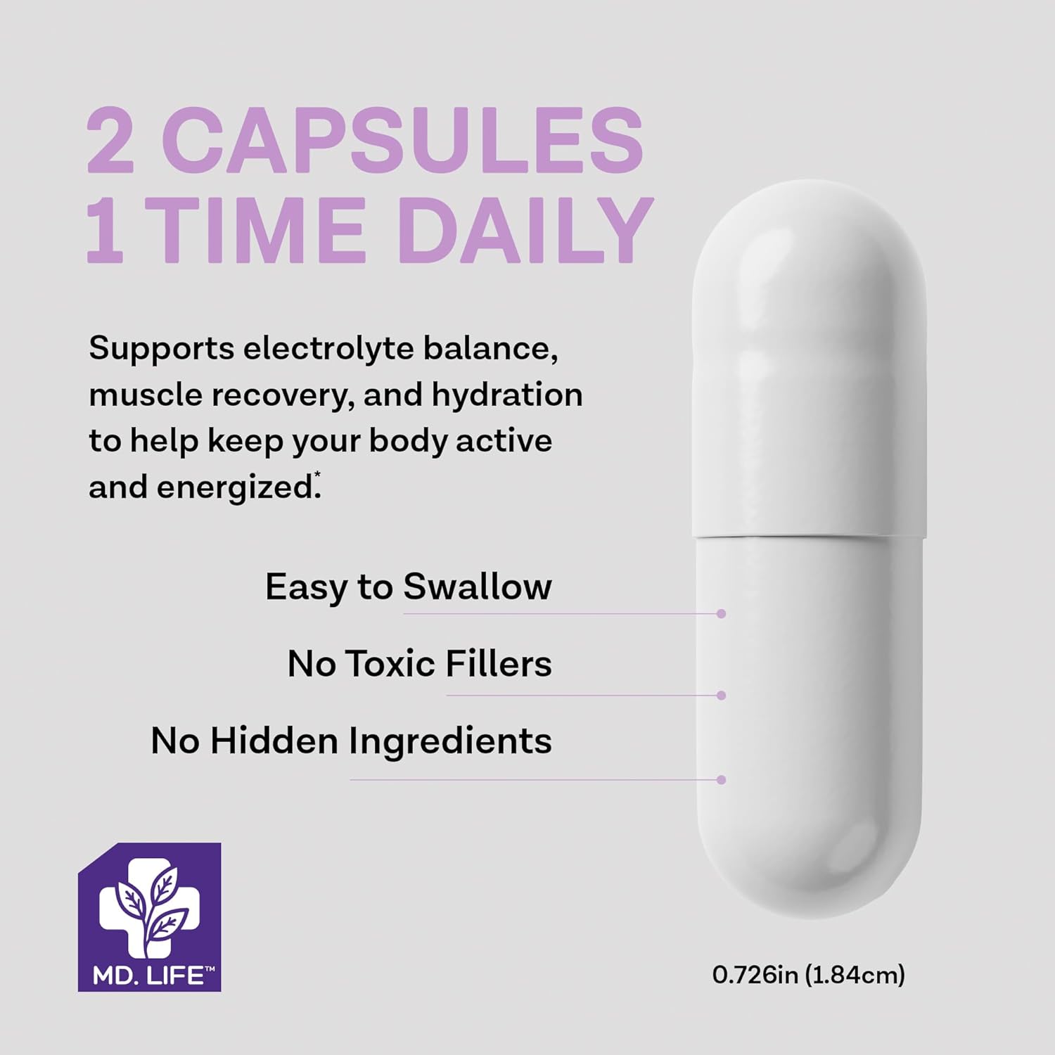 MD.LIFE Magnesium Potassium Complex - 120 Capsules - High Absorption Formula for Vascular Health & Leg Cramp Relief