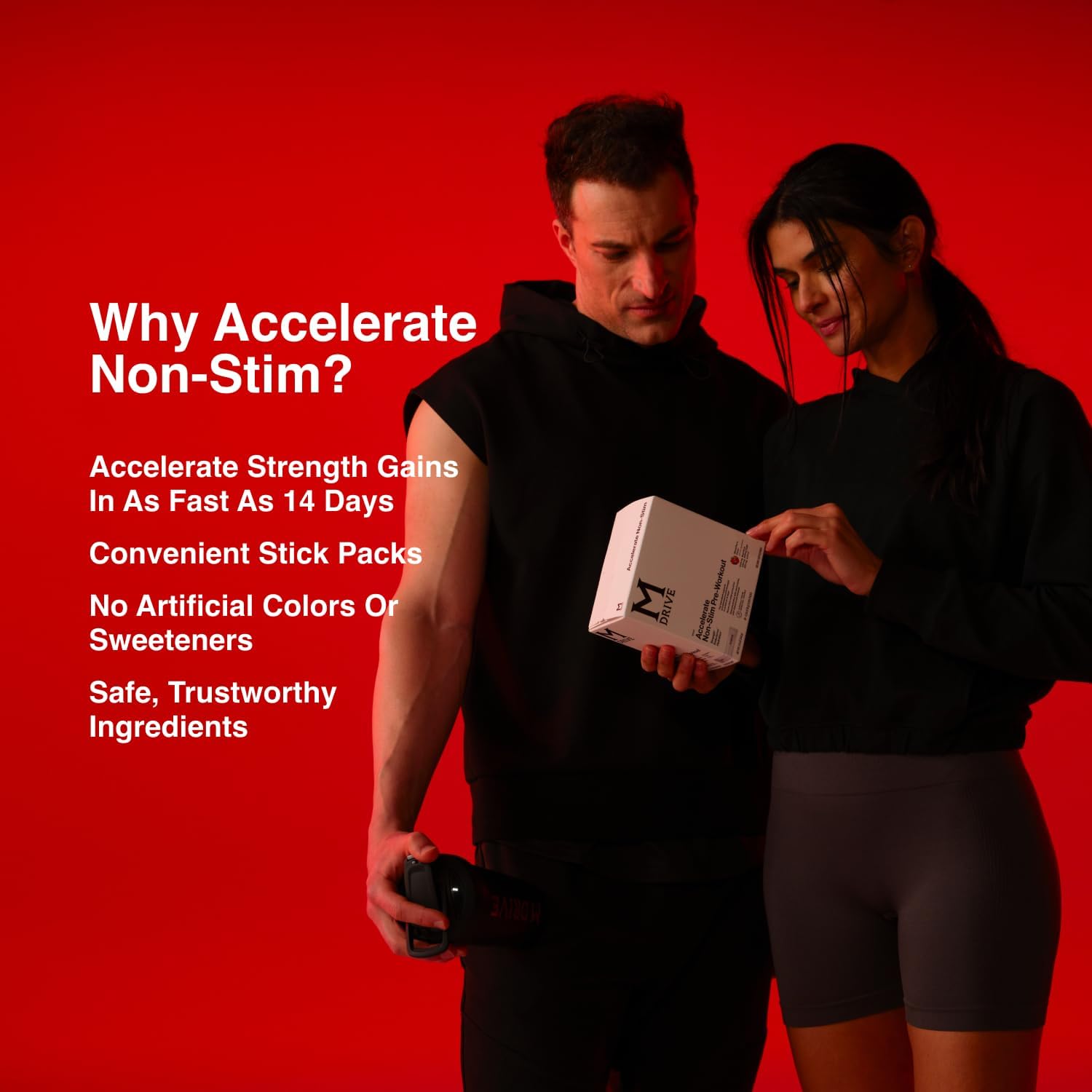 Mdrive Accelerate Mixed Berry Pre-Workout Supplement - Non-Stimulant Formula, 30 Count