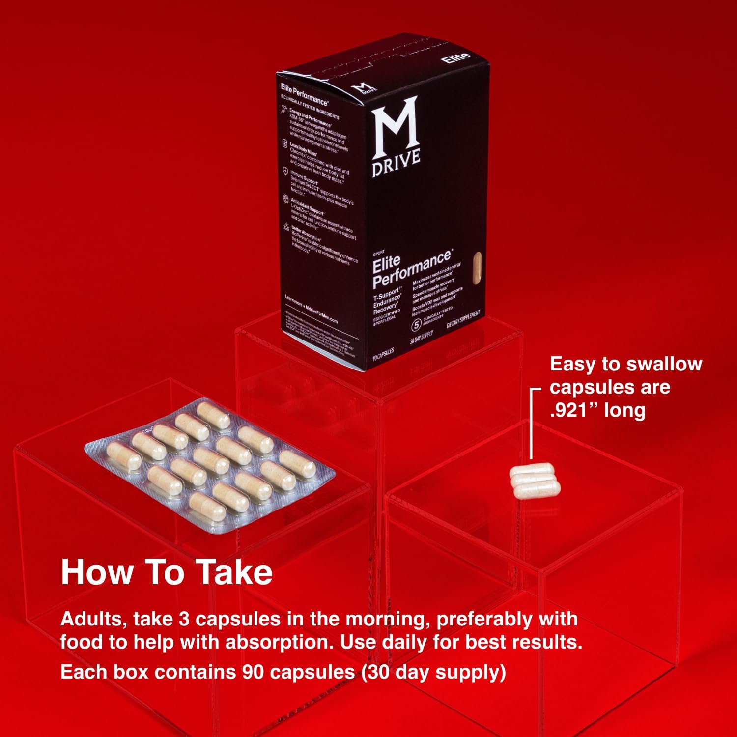Mdrive Elite Test Booster for Men - Supports Immune Health, Energy, Recovery, and Lean Muscle with Ashwagandha and Fenugreek - 90 Capsules