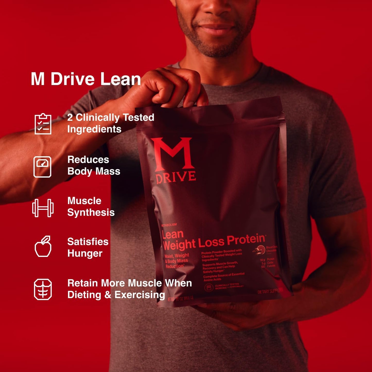Mdrive Lean Muscle Mass Protein Powder with Morosil Blood Orange Extract 30 Servings