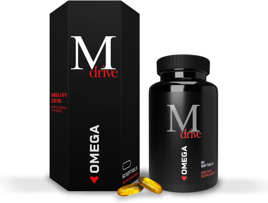 Mdrive Omega 3-6-9 Fish Oil Capsules for Men, 1200mg, Heart, Brain, Skin & Joint Health Support, 60 Count