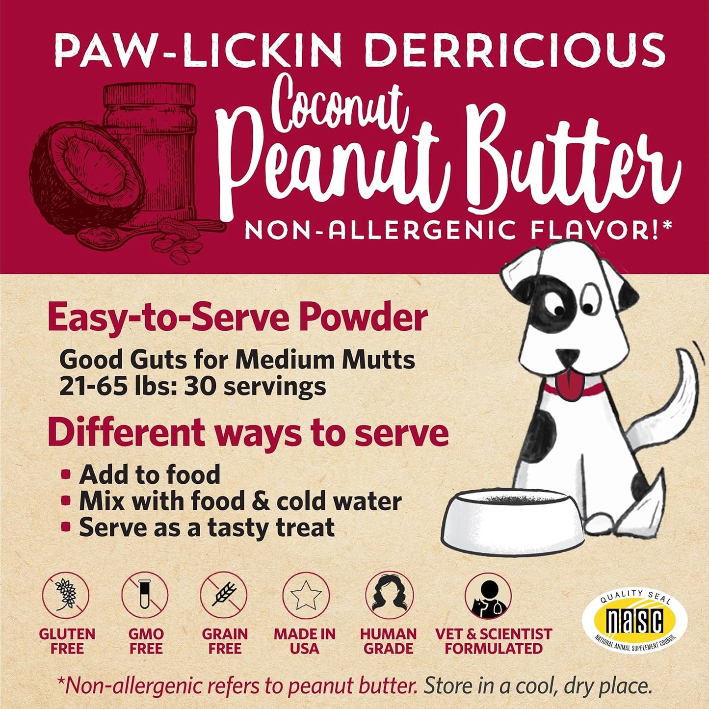 Medium Mutts Gut Health Probiotic for Dogs - 6 Billion CFUs, 11 Strains, 5 Enzymes, 2 Prebiotics - Adult & Puppy Supplement (30 Days)