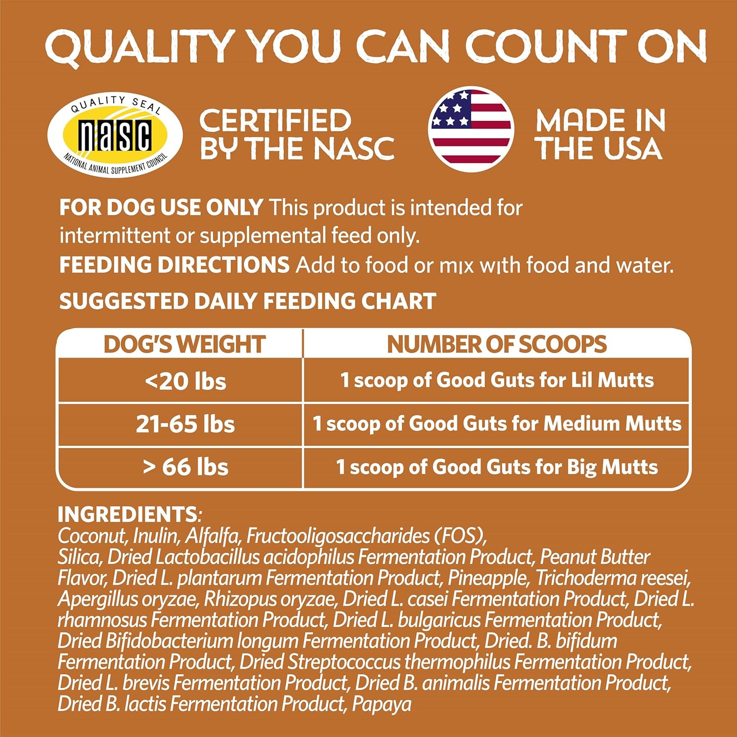 Medium Mutts Gut Health Probiotic for Dogs - 6 Billion CFUs, 11 Strains, 5 Enzymes, 2 Prebiotics - Adult & Puppy Supplement (30 Days)