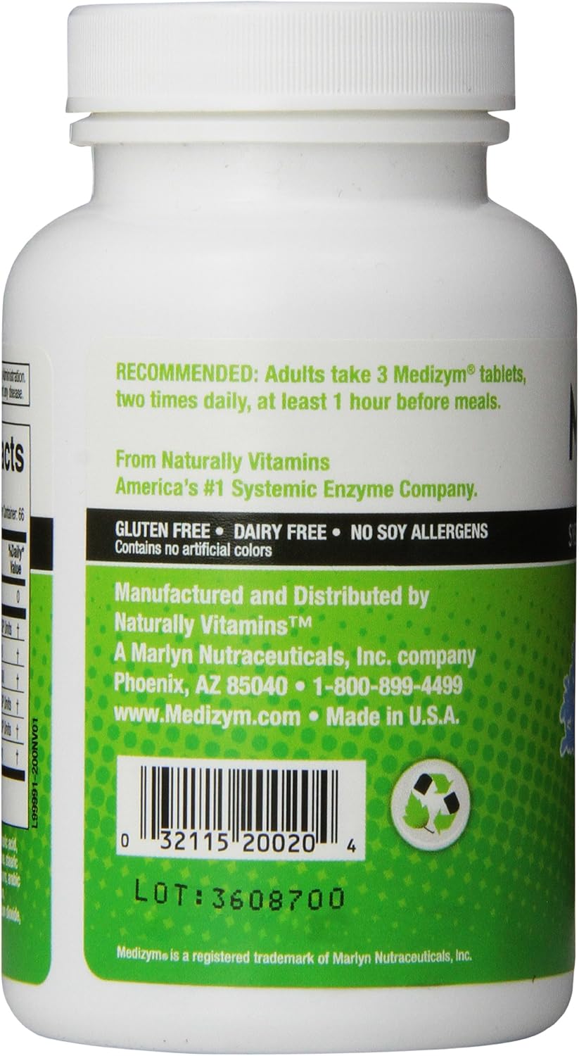 Medizym Systemic Enzyme Formula Tablets - 200 Count, Yellowish Green/Tan Color