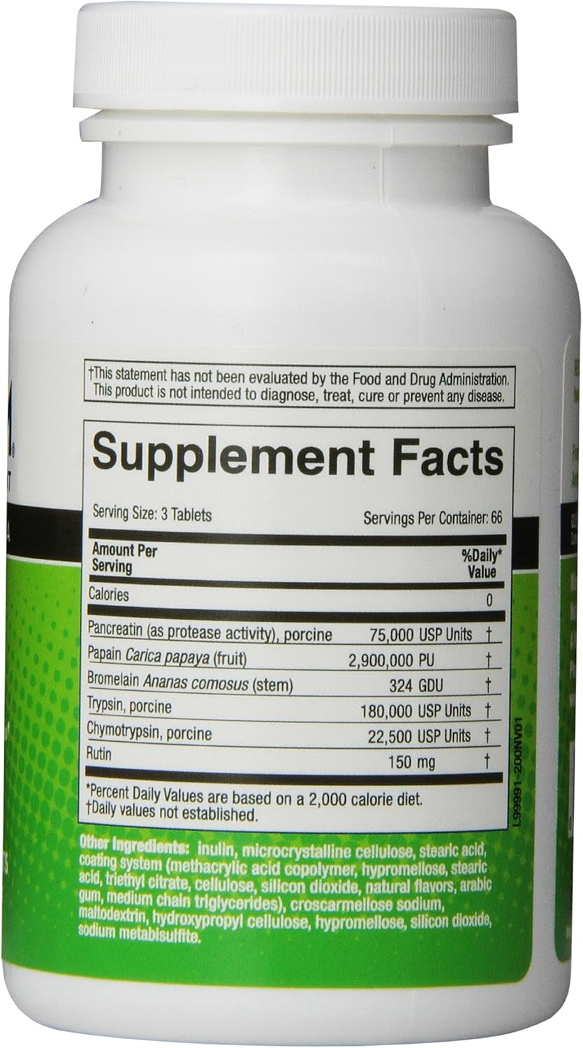 Medizym Systemic Enzyme Formula Tablets - 200 Count, Yellowish Green/Tan Color