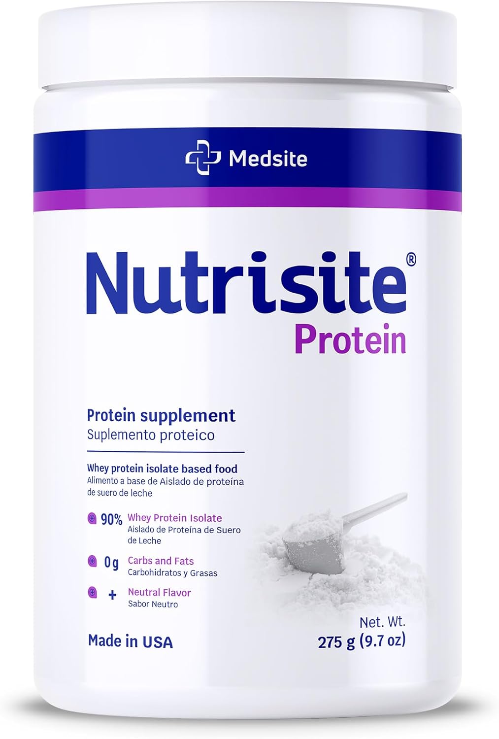 Medsite Nutrisite Nutrition Whey Isolate Protein Powder for Wound Healing and Surgery Recovery - Carb, Gluten, and Sacarose Free (9.7 Oz)