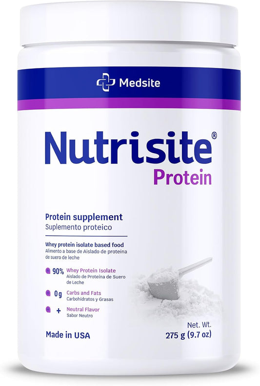 Medsite Nutrisite Nutrition Whey Isolate Protein Powder for Wound Healing and Surgery Recovery - Carb, Gluten, and Sacarose Free (9.7 Oz)