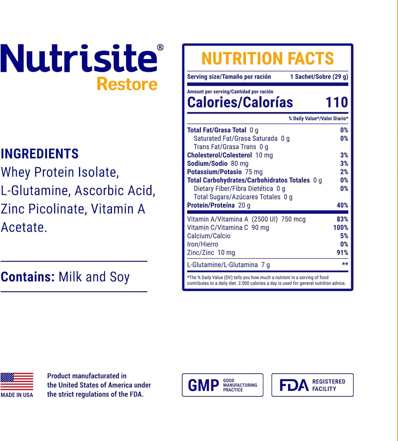 Medsite Nutrisite Restore Powder: Wound Healing Support with Whey Isolate Protein and Essential Nutrients - Gluten and Sugar Free, Unflavored (1 Serving)