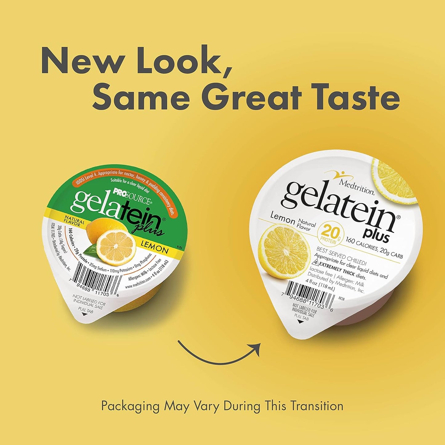 Medtrition Gelatein Plus Lemon: 20g Protein, Clear Liquid Diet, Swallowing Issues, Dialysis, Oncology, Pre/Post-Workout Snack (36 Pack)