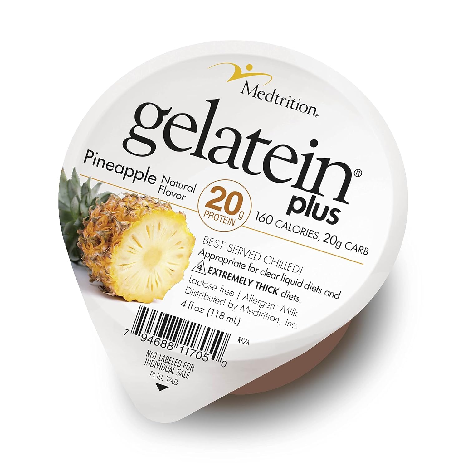 Medtrition GelaTein Plus Pineapple - 20g Protein for Clear Liquid Diets, Swallowing Issues, Dialysis, Oncology - Ideal Pre or Post-Workout Snack (36 Pack)