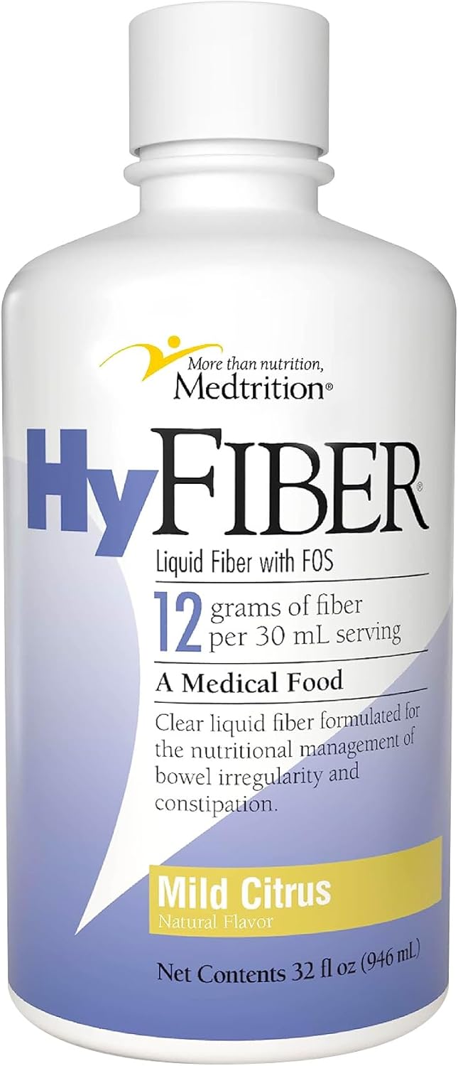 Medtrition HyFiber Liquid Fiber Supplement for Regularity, 32 fl oz - 12g Soluble Fiber for Soft Stools