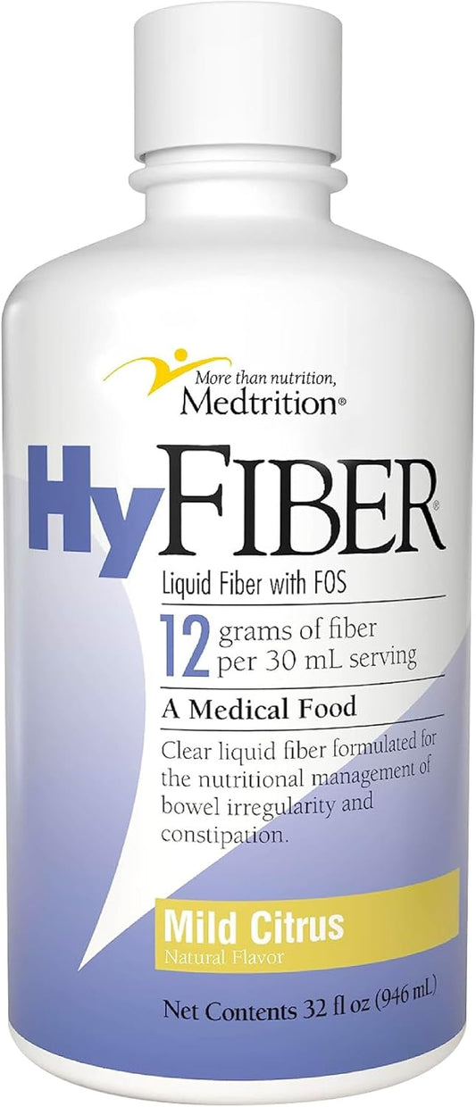 Medtrition HyFiber Liquid Fiber Supplement for Regularity, 32 fl oz - 12g Soluble Fiber for Soft Stools