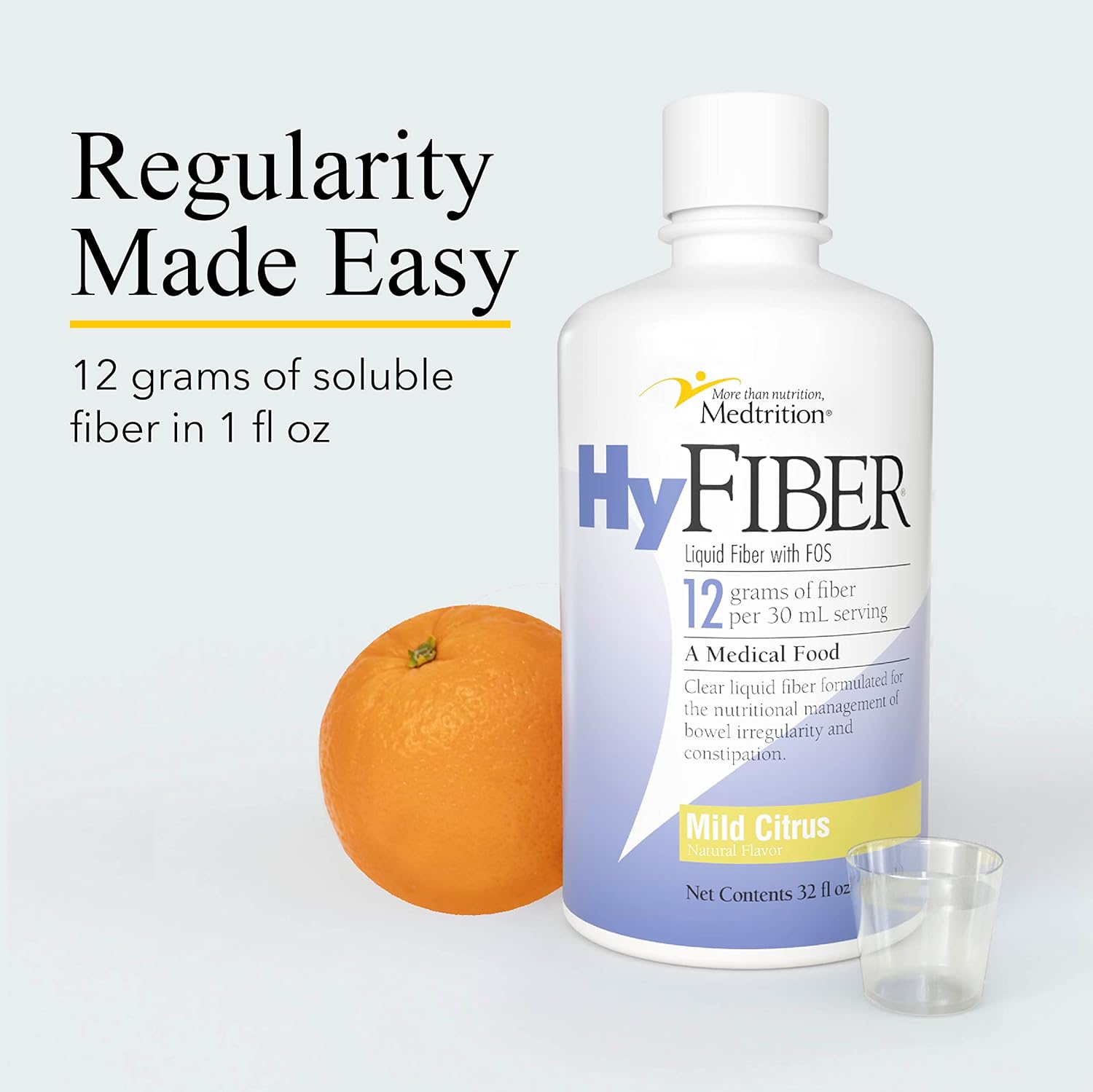 Medtrition HyFiber Liquid Fiber Supplement for Regularity, 32 fl oz - 12g Soluble Fiber for Soft Stools