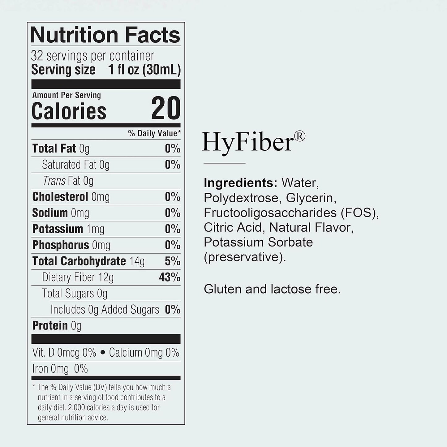Medtrition HyFiber Liquid Fiber Supplement for Regularity, 32 fl oz - 12g Soluble Fiber for Soft Stools