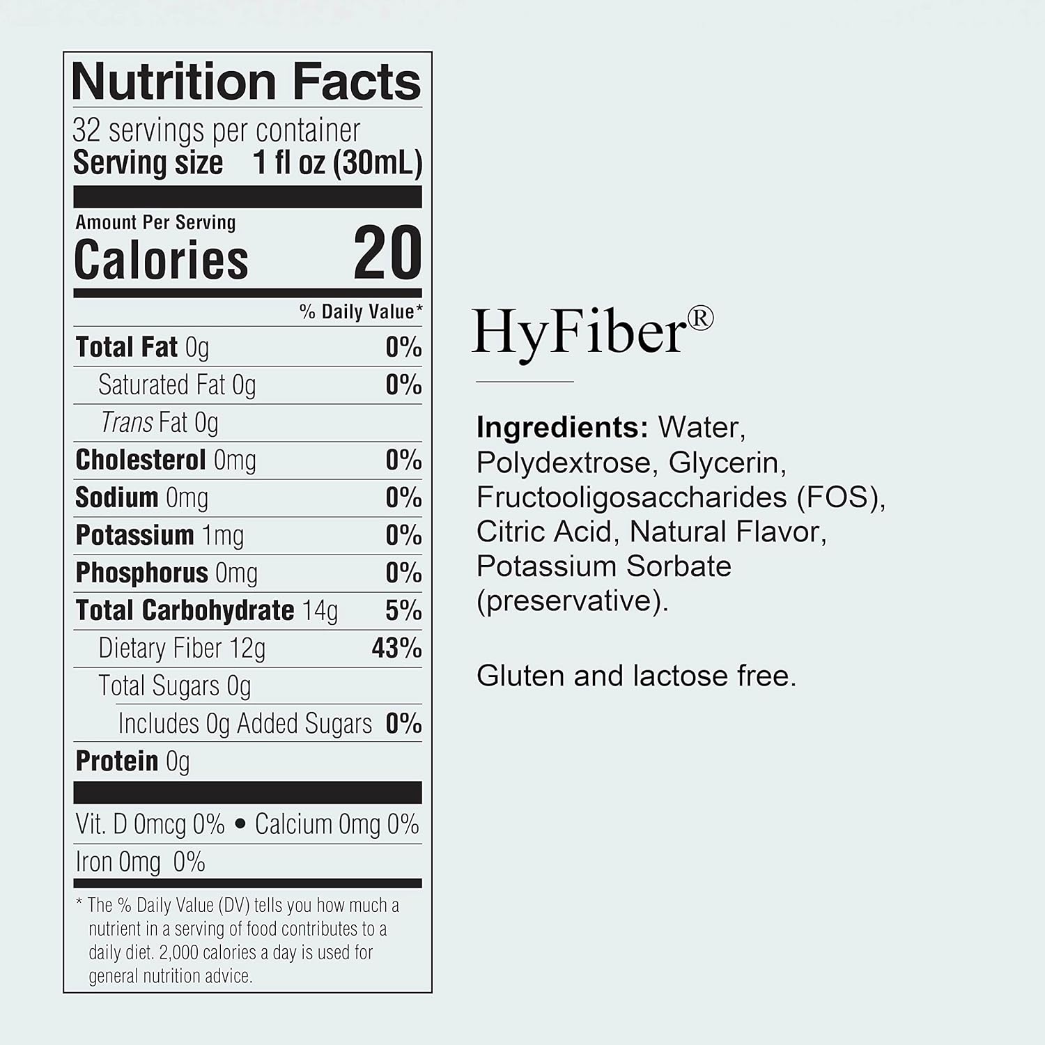 Medtrition HyFiber Liquid Fiber Supplement for Regularity, 32 fl oz - 12g Soluble Fiber for Soft Stools