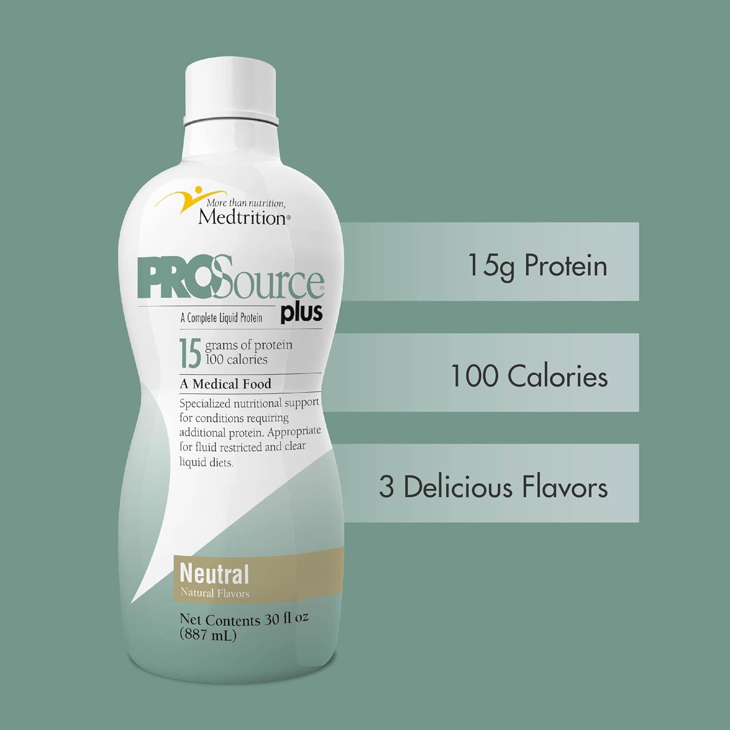 Medtrition Liquid Collagen Peptides Type I & III - 15g Protein per Ounce - 4 Pack of Neutral Bottles