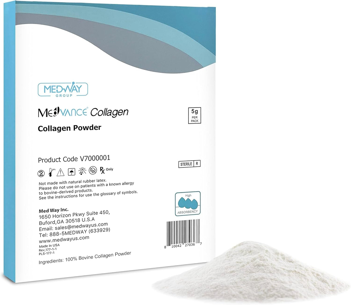 MedVance TM Collagen Wound Care Powder, 1g per Pack (5 Pack) - Collagen for Healing Wounds