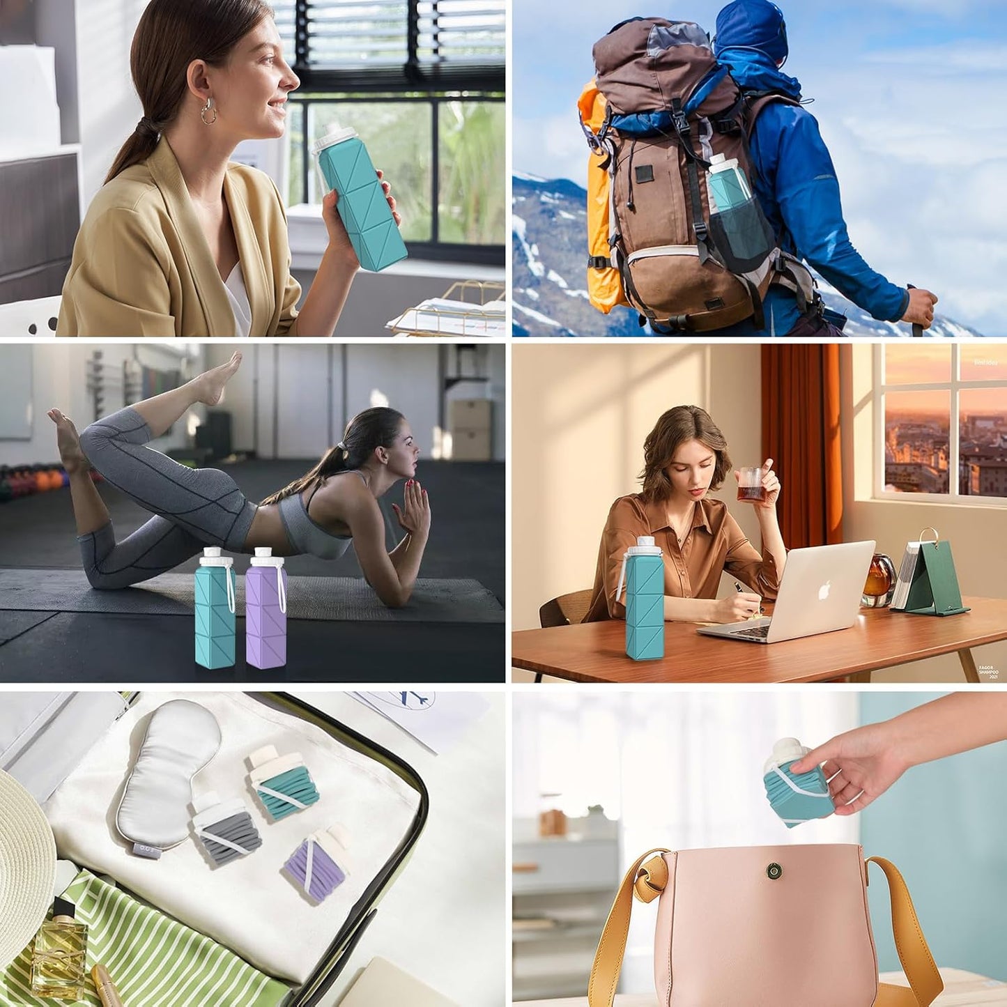 Mefold 610ml Foldable Silicone Water Bottle for Travel, Cycling, Gym, Camping - BPA-Free, Leakproof Lid, Lightweight & Portable - Wide Mouth, Collapsible & Durable Sports Water Bottle