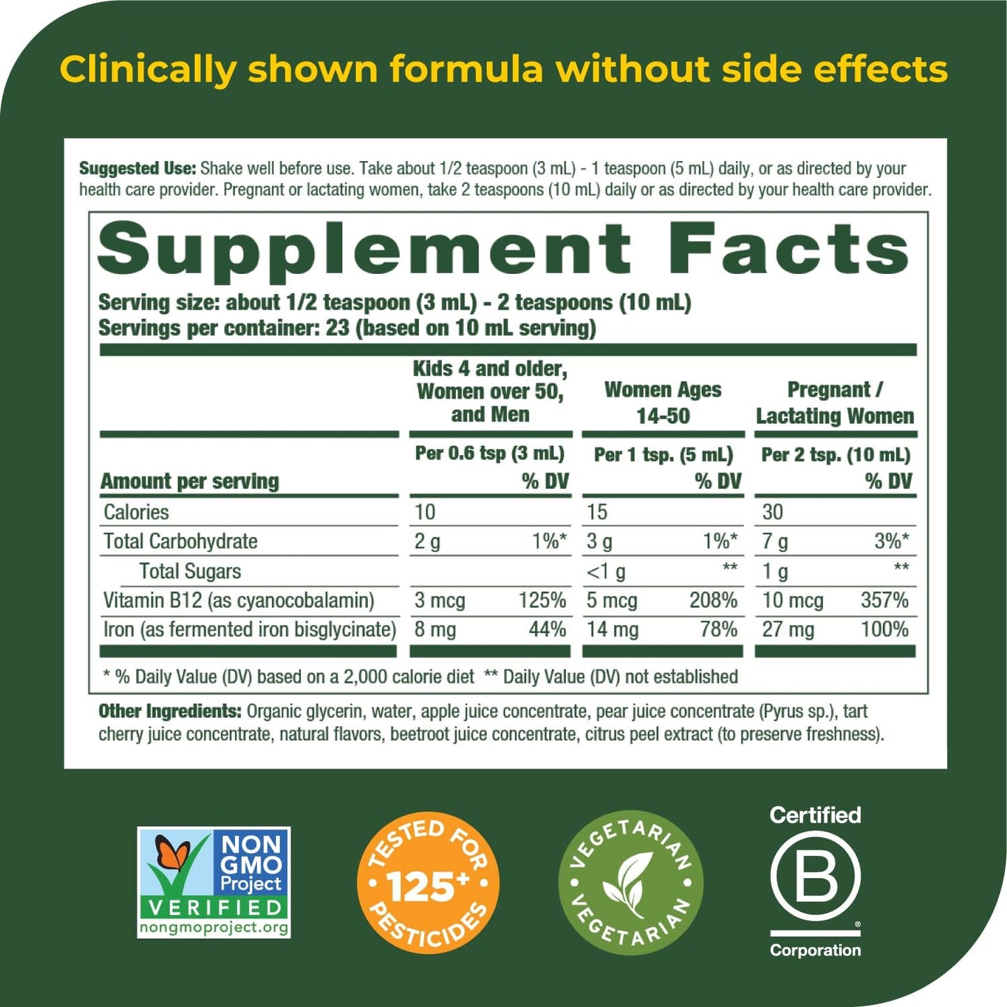 MegaFood Blood Builder Liquid Iron Supplement - Vegan & Non-Constipating - 7.7 Fl Oz, 23 Servings - Iron Supplement for Women, Men, Kids - Clinically Proven Iron Booster