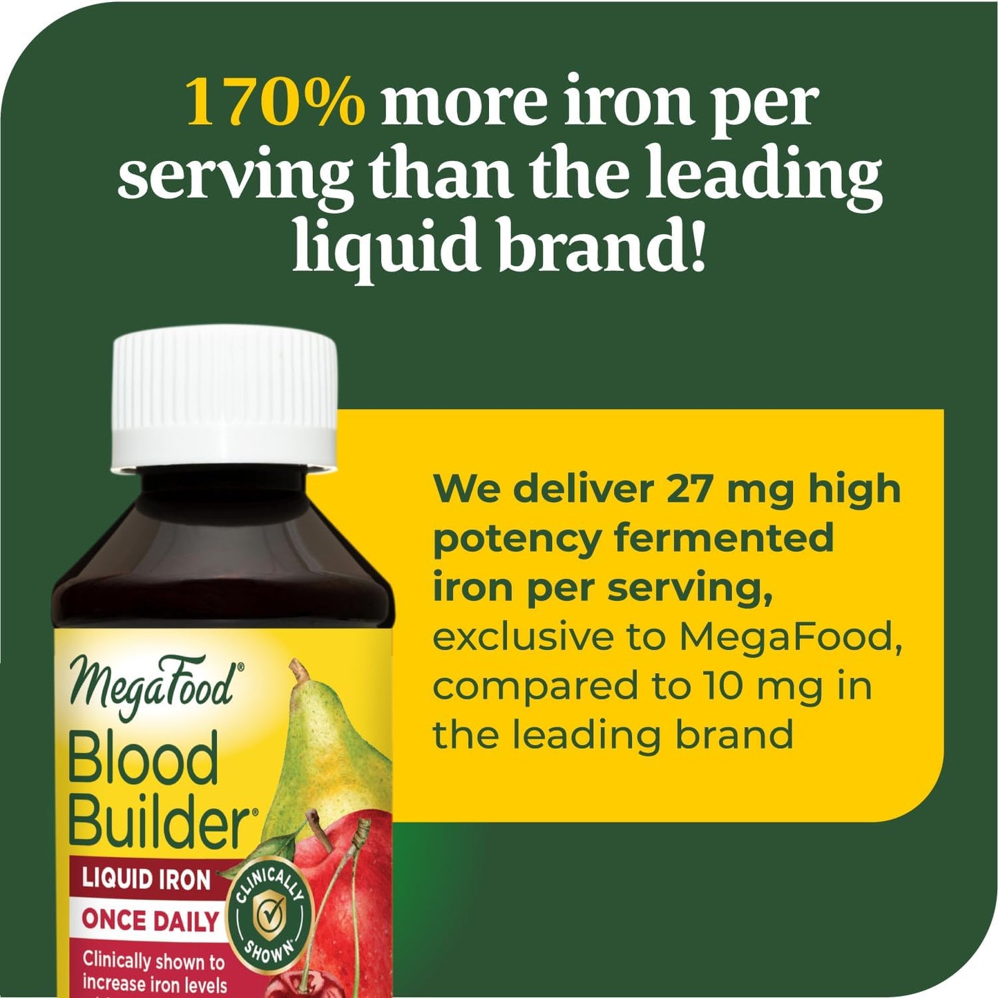 MegaFood Blood Builder Liquid Iron Supplement - Vegan & Non-Constipating - 7.7 Fl Oz, 23 Servings - Iron Supplement for Women, Men, Kids - Clinically Proven Iron Booster