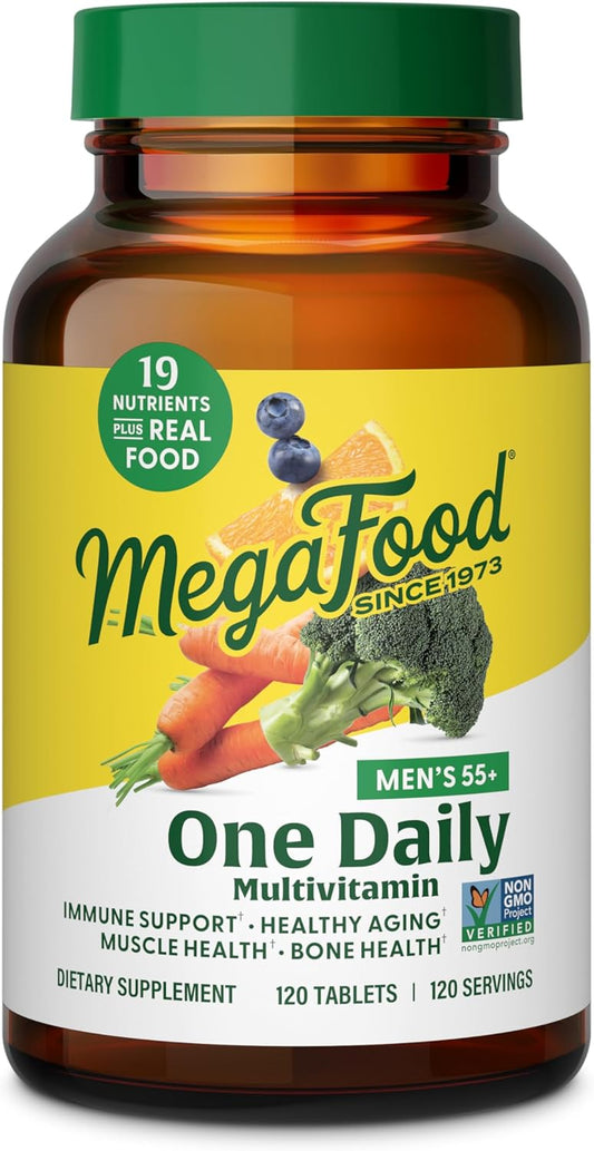 MegaFood Men's 55+ Multivitamin - Supports Healthy Aging & Immune System - Vegetarian Formula, 60 Tablets