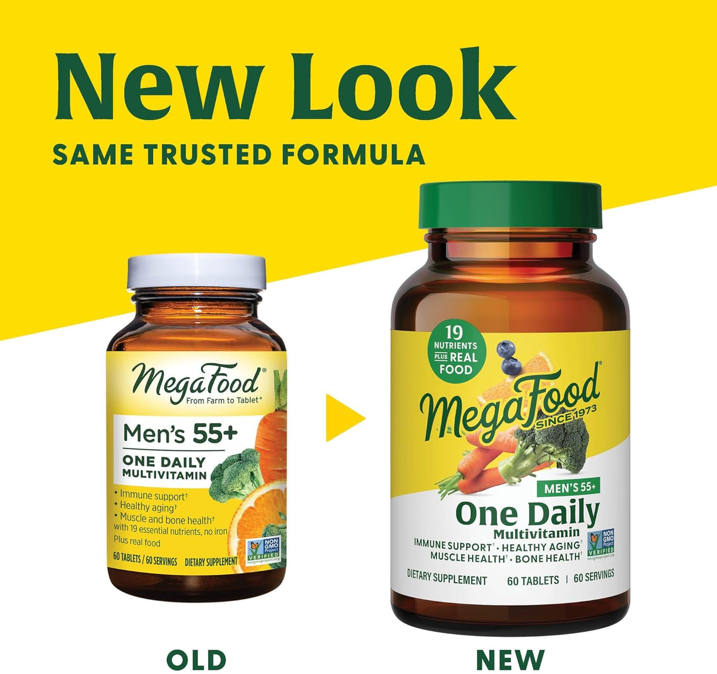 MegaFood Men's 55+ Multivitamin - Supports Healthy Aging & Immune System - Vegetarian Formula, 60 Tablets