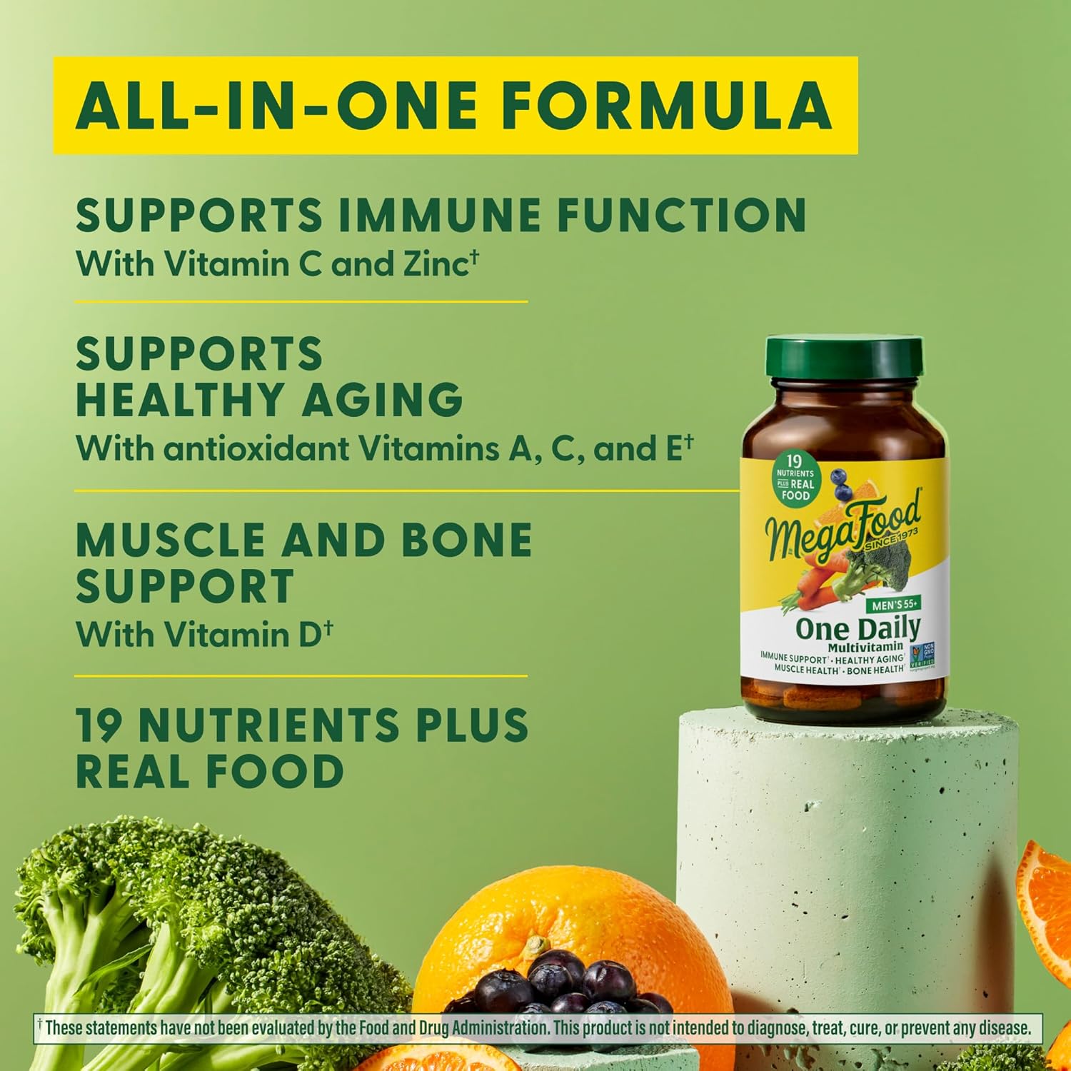 MegaFood Men's 55+ Multivitamin - Supports Healthy Aging & Immune System - Vegetarian Formula, 60 Tablets
