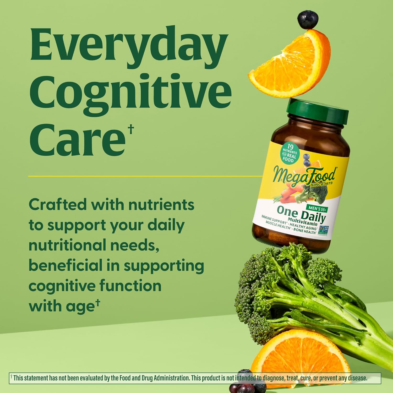 MegaFood Men's 55+ Multivitamin - Supports Optimal Aging & Immune Health - Vegetarian Formula with Vitamin B12, C, D, Zinc - 120 Tablets