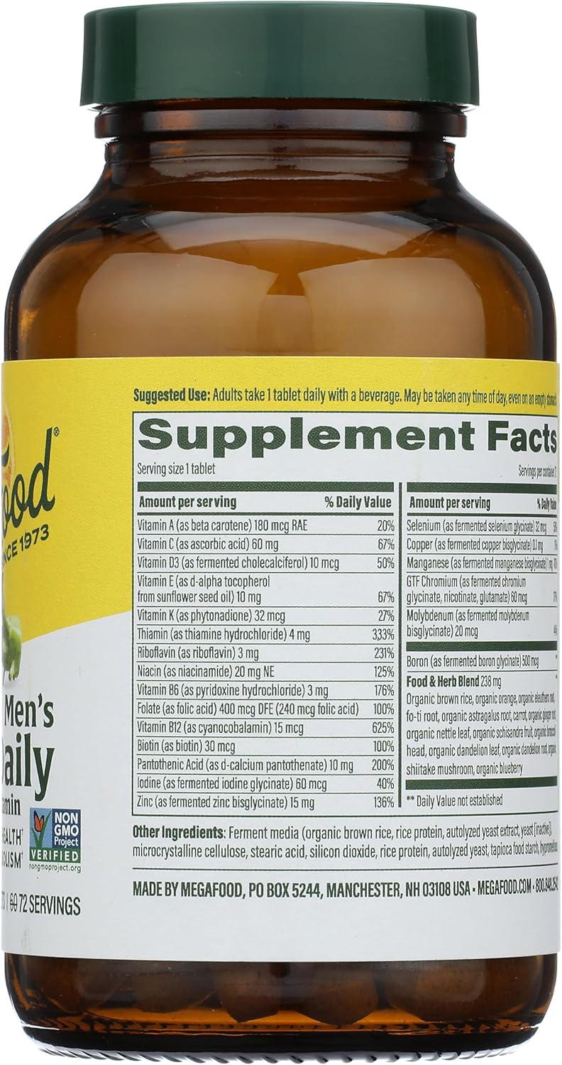 MEGAFOOD Men's One Daily Multivitamin, 72 Tablets