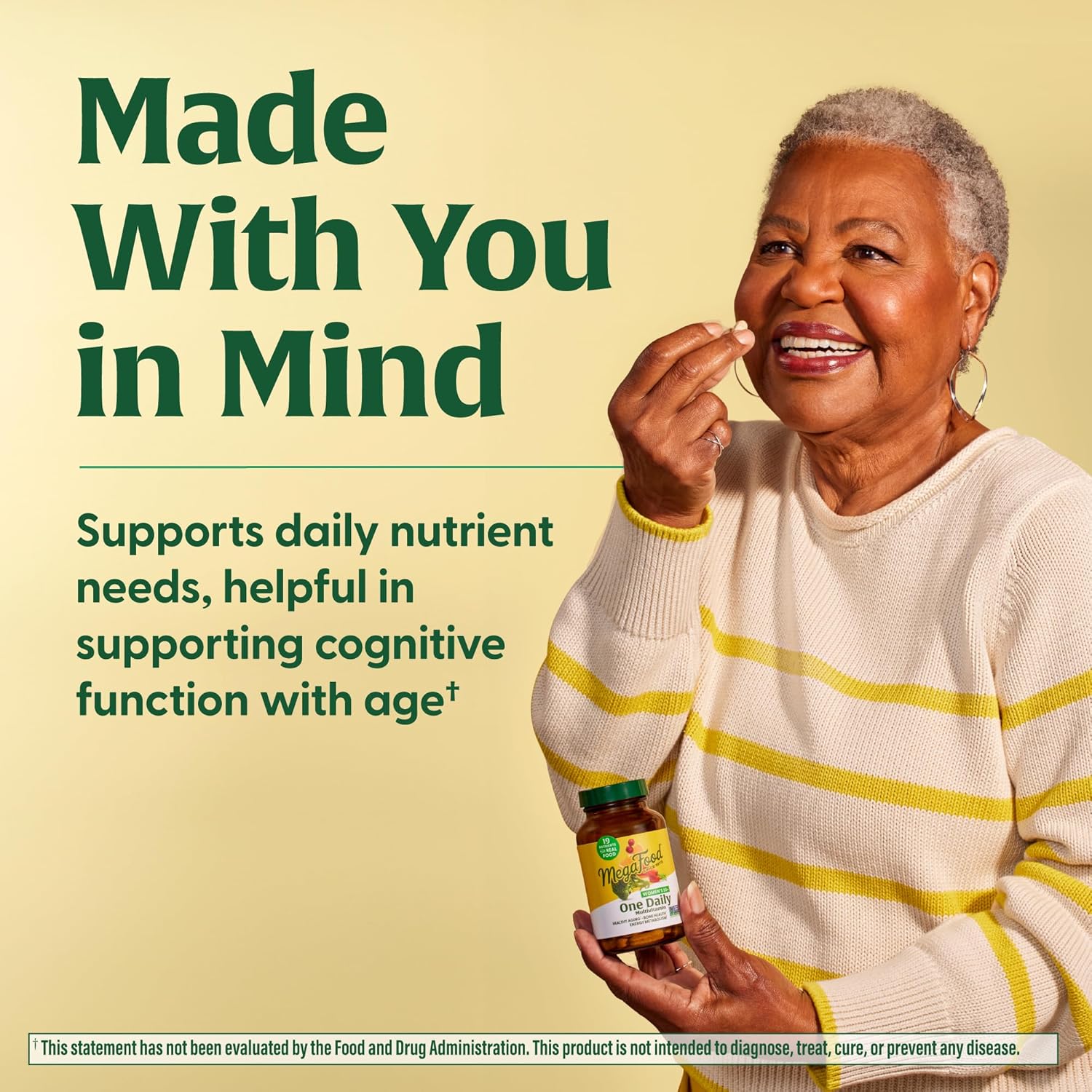 MegaFood Women's 55+ Daily Multivitamin with Vitamin A, C, D3 & E - Optimal Aging Support, Real Food, Bone & Immune Supplement - Vegetarian - 60 Tabs