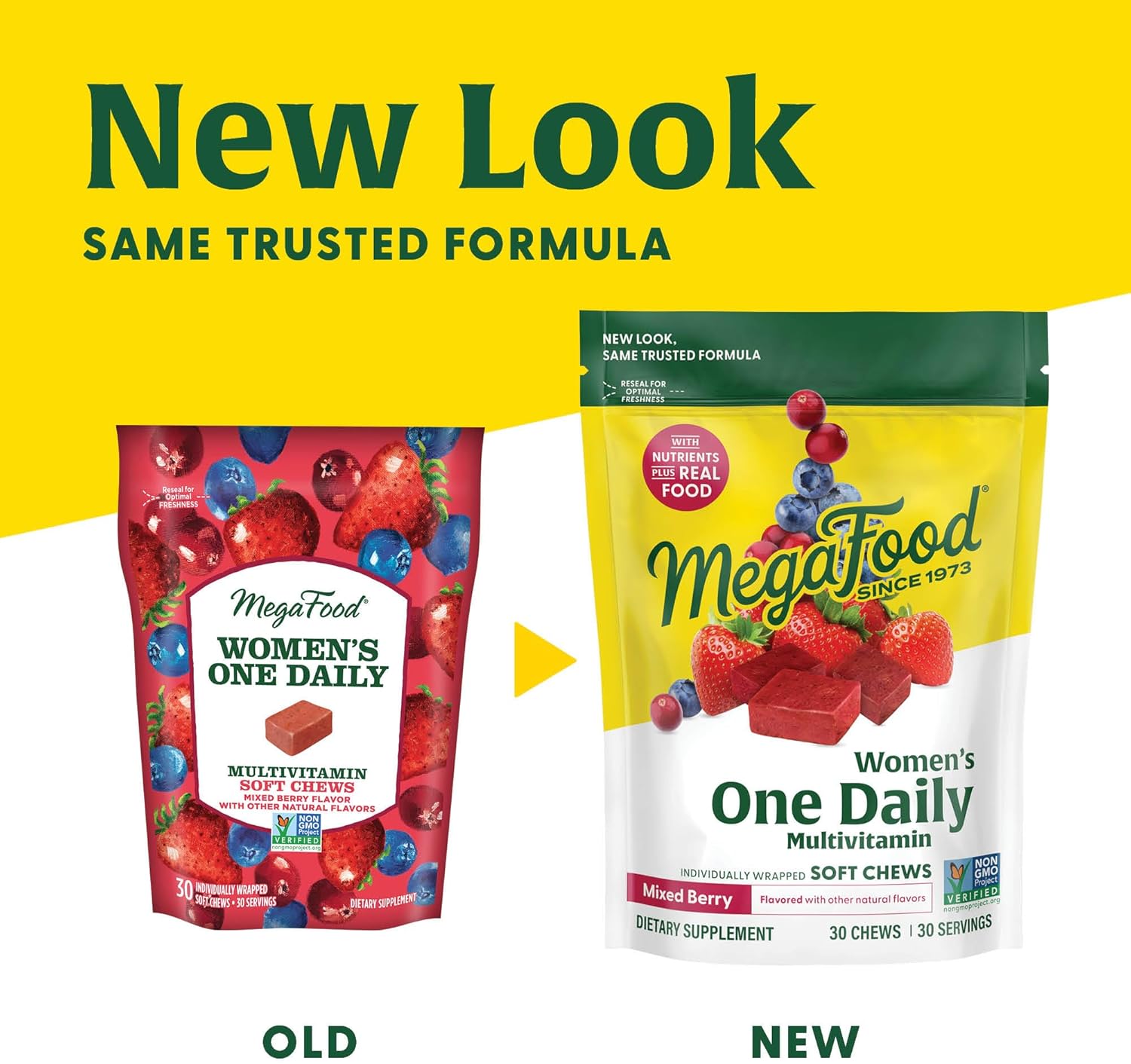 MegaFood Women's One Daily Multivitamin Soft Chews - Folate, Vitamin B6, B12, Biotin, D - Mixed Berry - Vegetarian, Non-GMO - 60 Chews