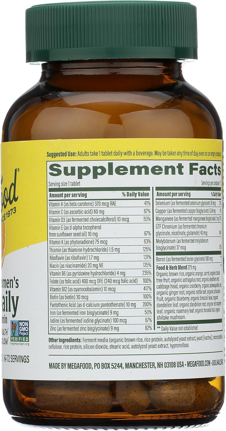 MEGAFOOD Women's One Daily Multivitamin Supplement, 72 Tablets